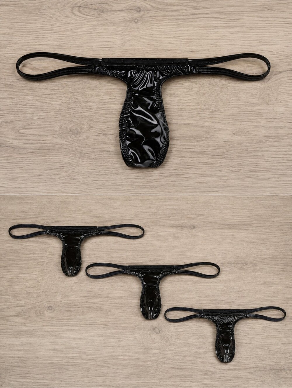 Elegant Black Women's PV Underwear Lingerie G String 3 pack Set Of Panties